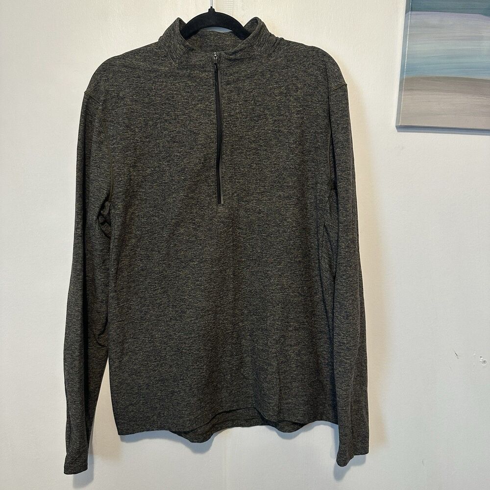 Lululemon Men's Surge Warm 1/2 Zip Heathered Utilitarian / Black Size L Rulu